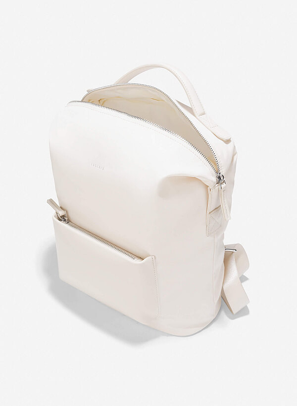 Balo vải dù phối da - BAC 0207 - Màu kem