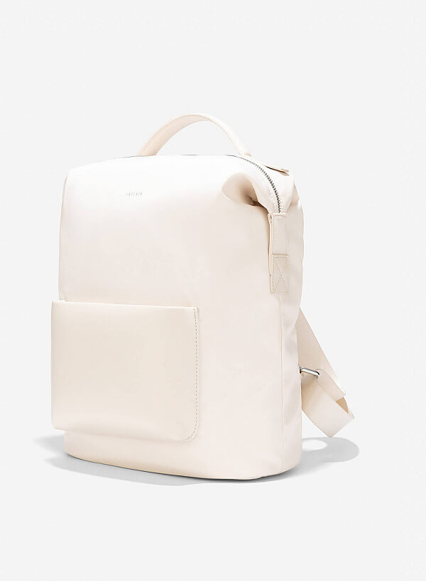 Balo vải dù phối da - BAC 0207 - Màu kem