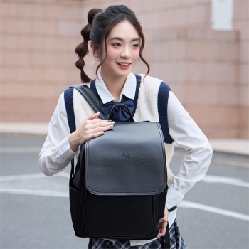 Balo vải dù phối da - BAC 0207 - Màu đen